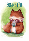 F&ecirc;te joyeuse avec un renard c&acirc;lin